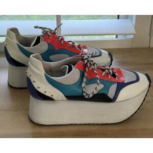 Ruthie Davis Platform Sneakers Colorful Spiked Sz 39 US 8.5 READ